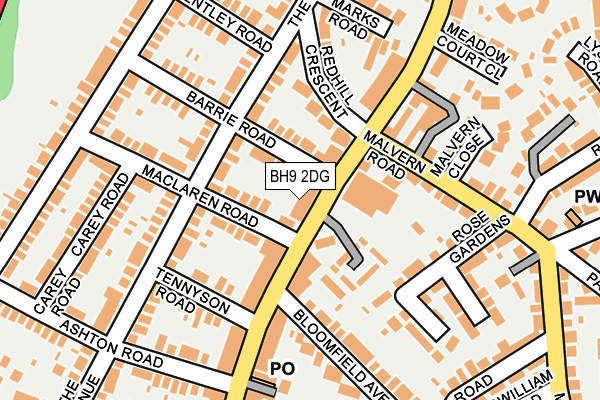 BH9 2DG map - OS OpenMap – Local (Ordnance Survey)