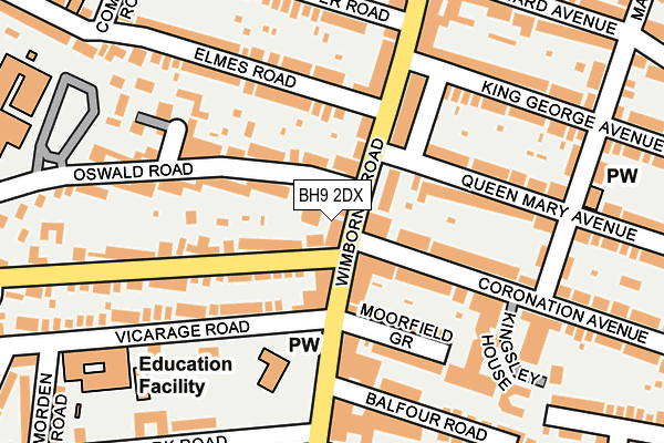 BH9 2DX map - OS OpenMap – Local (Ordnance Survey)