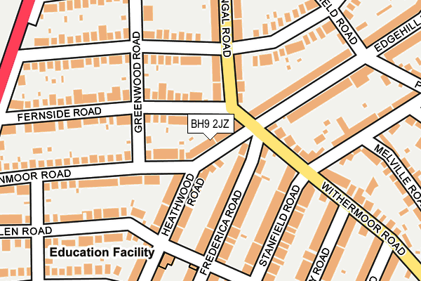 BH9 2JZ map - OS OpenMap – Local (Ordnance Survey)