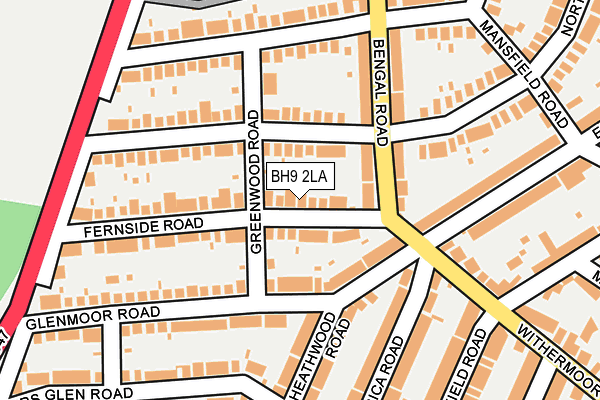 BH9 2LA map - OS OpenMap – Local (Ordnance Survey)