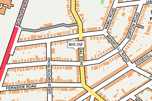 BH9 2NF map - OS OpenMap – Local (Ordnance Survey)