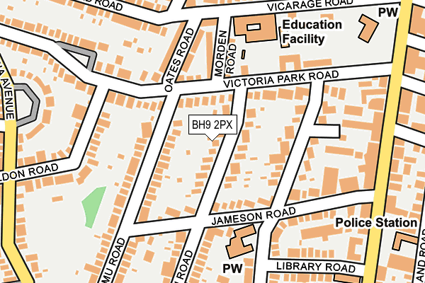 BH9 2PX map - OS OpenMap – Local (Ordnance Survey)