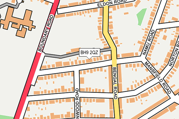 BH9 2QZ map - OS OpenMap – Local (Ordnance Survey)
