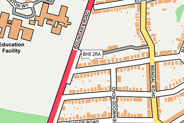 BH9 2RA map - OS OpenMap – Local (Ordnance Survey)