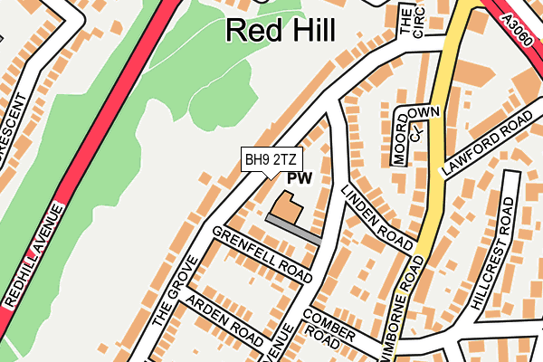 BH9 2TZ map - OS OpenMap – Local (Ordnance Survey)