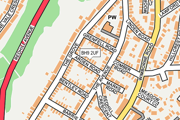 BH9 2UF map - OS OpenMap – Local (Ordnance Survey)