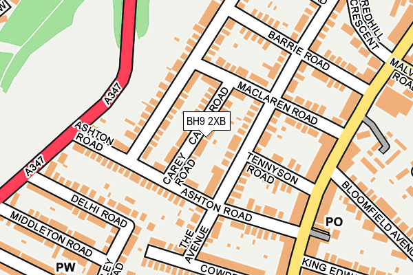 BH9 2XB map - OS OpenMap – Local (Ordnance Survey)