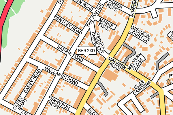 BH9 2XD map - OS OpenMap – Local (Ordnance Survey)