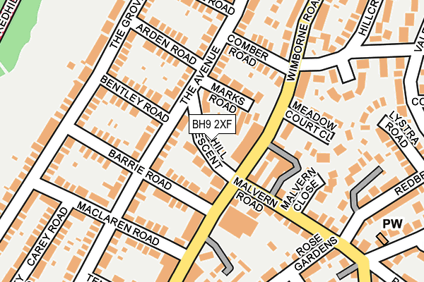 BH9 2XF map - OS OpenMap – Local (Ordnance Survey)