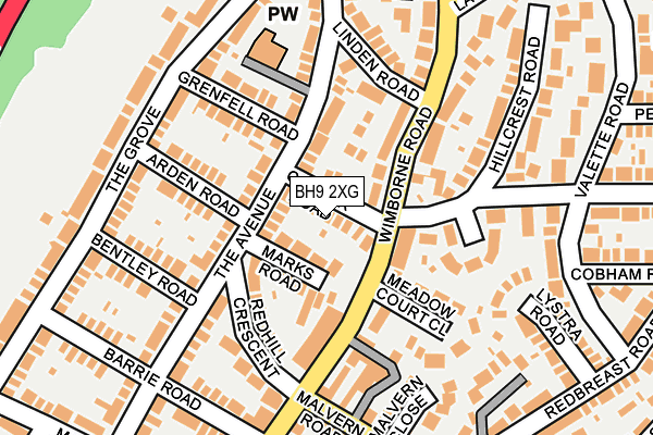 BH9 2XG map - OS OpenMap – Local (Ordnance Survey)