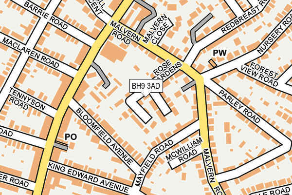 BH9 3AD map - OS OpenMap – Local (Ordnance Survey)