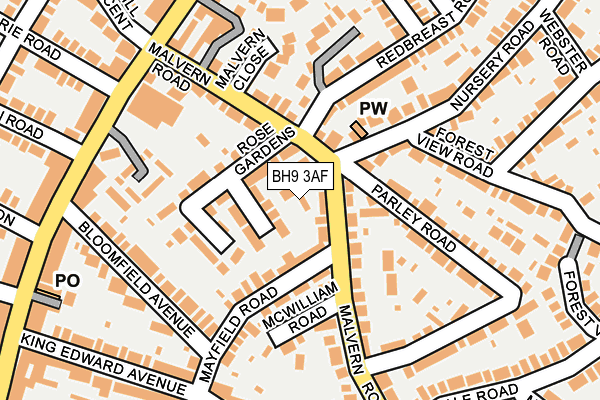 BH9 3AF map - OS OpenMap – Local (Ordnance Survey)