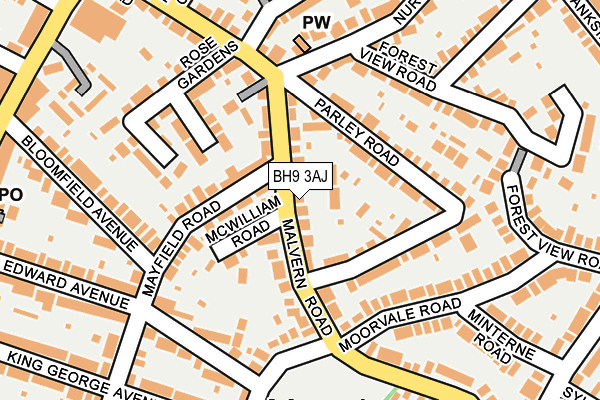 BH9 3AJ map - OS OpenMap – Local (Ordnance Survey)