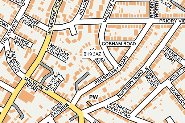 BH9 3AZ map - OS OpenMap – Local (Ordnance Survey)