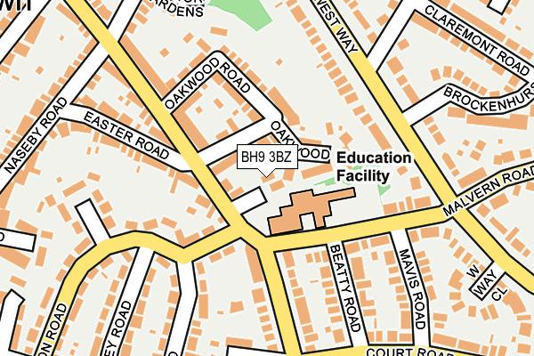 BH9 3BZ map - OS OpenMap – Local (Ordnance Survey)