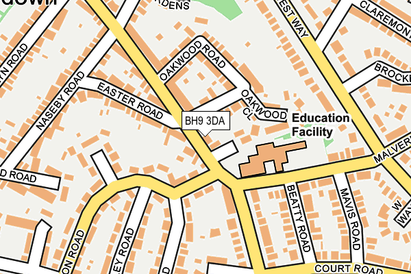 BH9 3DA map - OS OpenMap – Local (Ordnance Survey)