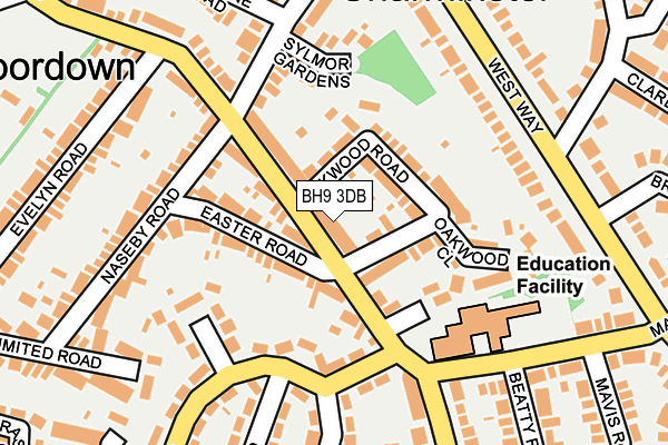 BH9 3DB map - OS OpenMap – Local (Ordnance Survey)