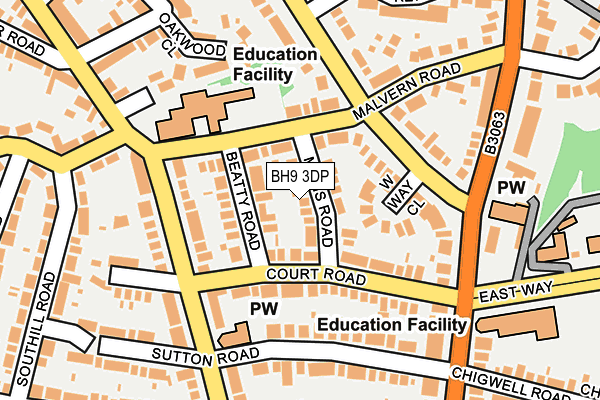 BH9 3DP map - OS OpenMap – Local (Ordnance Survey)