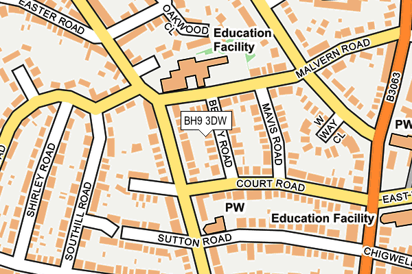BH9 3DW map - OS OpenMap – Local (Ordnance Survey)
