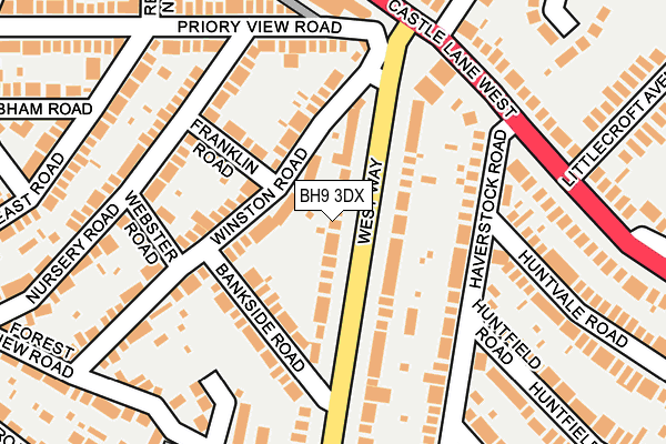 BH9 3DX map - OS OpenMap – Local (Ordnance Survey)