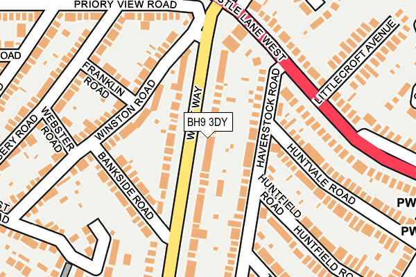 BH9 3DY map - OS OpenMap – Local (Ordnance Survey)