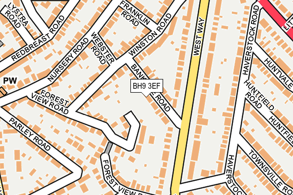 BH9 3EF map - OS OpenMap – Local (Ordnance Survey)