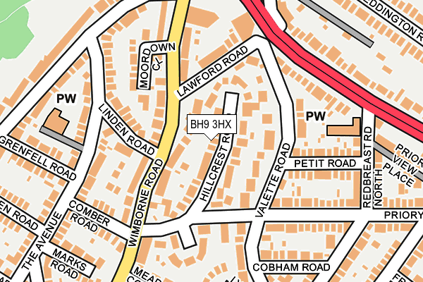 BH9 3HX map - OS OpenMap – Local (Ordnance Survey)