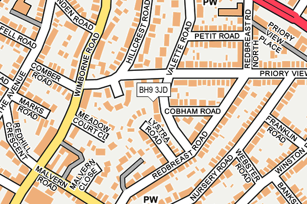 BH9 3JD map - OS OpenMap – Local (Ordnance Survey)