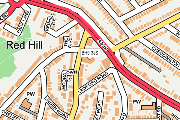 BH9 3JS map - OS OpenMap – Local (Ordnance Survey)