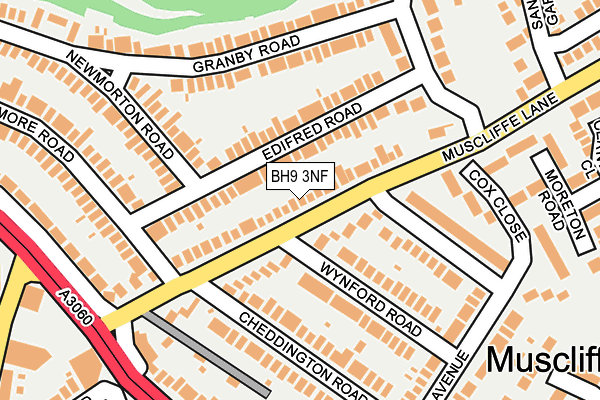 BH9 3NF map - OS OpenMap – Local (Ordnance Survey)