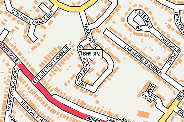 BH9 3PZ map - OS OpenMap – Local (Ordnance Survey)