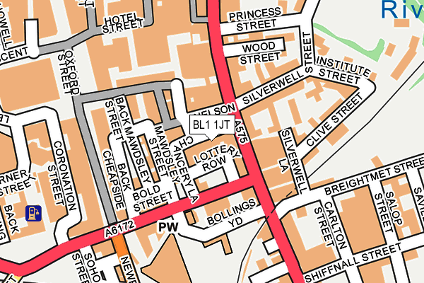 BL1 1JT map - OS OpenMap – Local (Ordnance Survey)