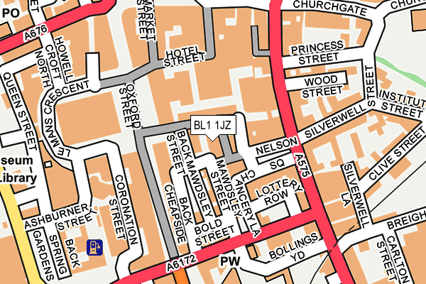 BL1 1JZ map - OS OpenMap – Local (Ordnance Survey)