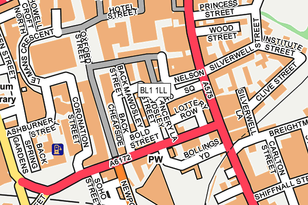 BL1 1LL map - OS OpenMap – Local (Ordnance Survey)