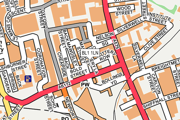 BL1 1LN map - OS OpenMap – Local (Ordnance Survey)
