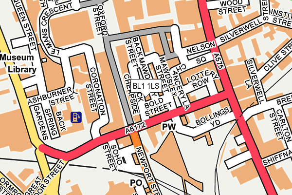 BL1 1LS map - OS OpenMap – Local (Ordnance Survey)