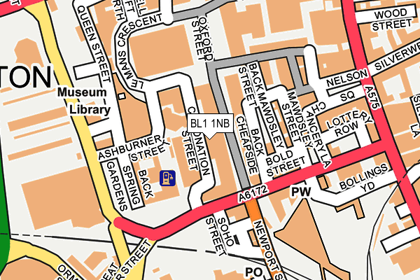 BL1 1NB map - OS OpenMap – Local (Ordnance Survey)