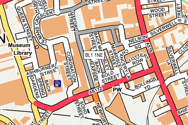 BL1 1NE map - OS OpenMap – Local (Ordnance Survey)