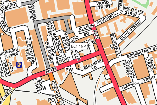 BL1 1NP map - OS OpenMap – Local (Ordnance Survey)