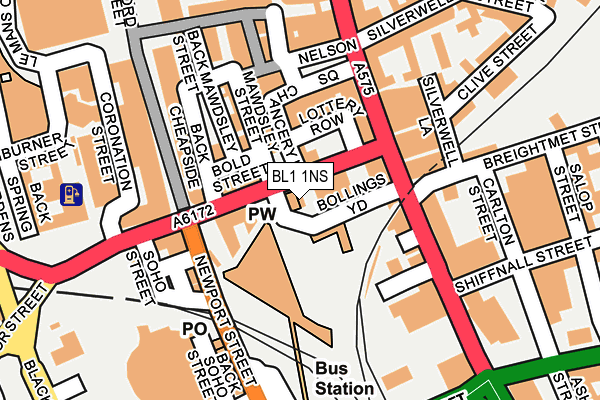 BL1 1NS map - OS OpenMap – Local (Ordnance Survey)