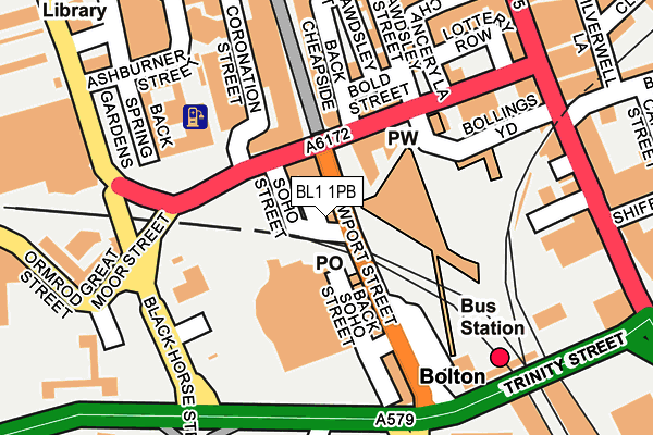 BL1 1PB map - OS OpenMap – Local (Ordnance Survey)