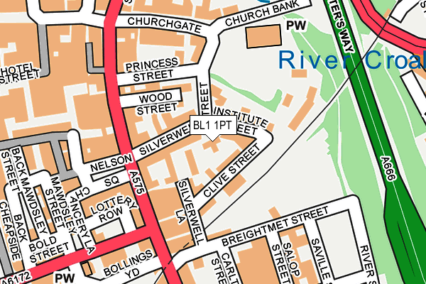BL1 1PT map - OS OpenMap – Local (Ordnance Survey)