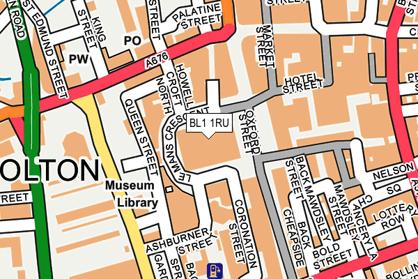 BL1 1RU map - OS OpenMap – Local (Ordnance Survey)