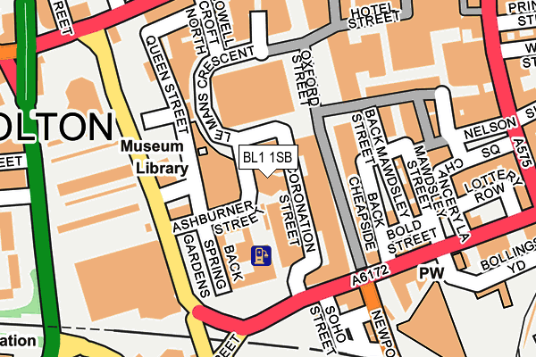 BL1 1SB map - OS OpenMap – Local (Ordnance Survey)