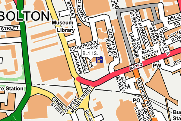 BL1 1SJ map - OS OpenMap – Local (Ordnance Survey)