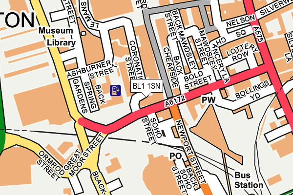 BL1 1SN map - OS OpenMap – Local (Ordnance Survey)