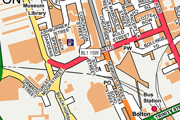 BL1 1SW map - OS OpenMap – Local (Ordnance Survey)