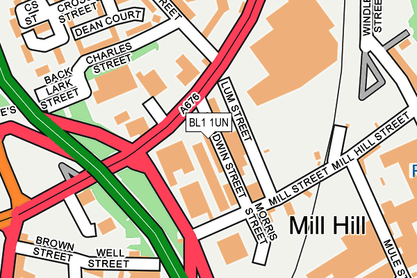 BL1 1UN map - OS OpenMap – Local (Ordnance Survey)