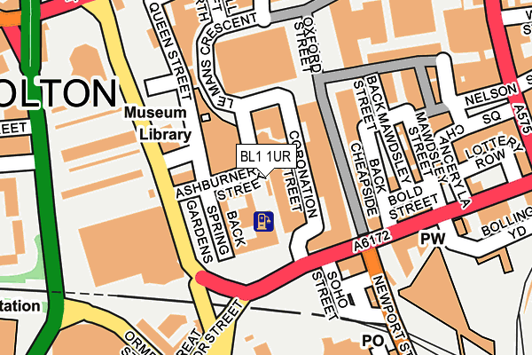 BL1 1UR map - OS OpenMap – Local (Ordnance Survey)