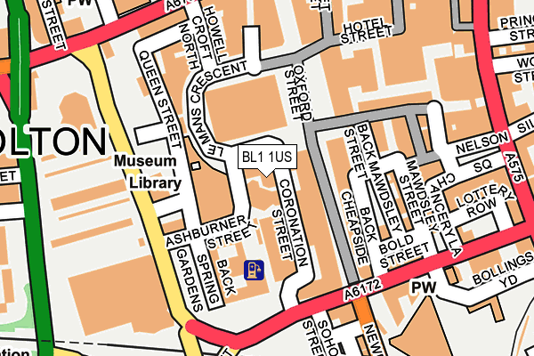BL1 1US map - OS OpenMap – Local (Ordnance Survey)